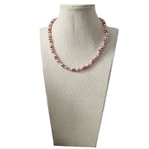KR pink beaded cat's eye necklace